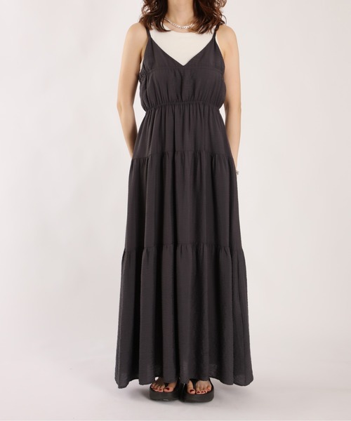 1chaku.（イッチャク）の「ティアードフレアキャミワンピース（ワンピース・レディース・ブラック/ブラウン/アイボリー/オレンジ・マルチサイズ）」の13枚目の写真