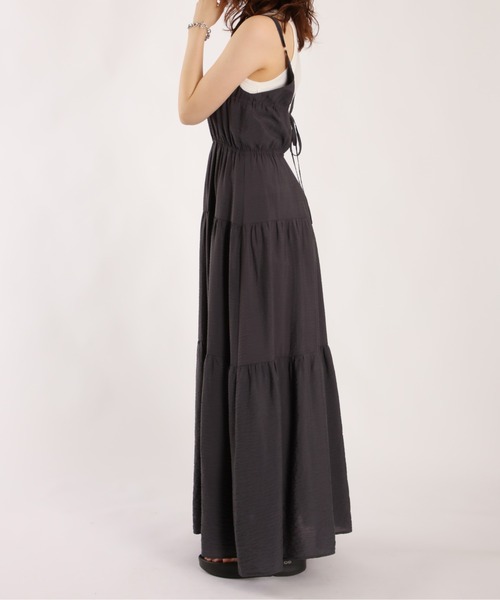 1chaku.（イッチャク）の「ティアードフレアキャミワンピース（ワンピース・レディース・ブラック/ブラウン/アイボリー/オレンジ・マルチサイズ）」の14枚目の写真