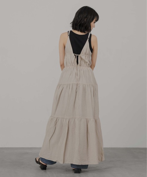 1chaku.（イッチャク）の「ティアードフレアキャミワンピース（ワンピース・レディース・ブラック/ブラウン/アイボリー/オレンジ・マルチサイズ）」の22枚目の写真