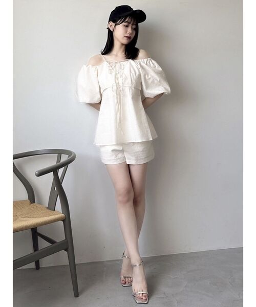 dazzlin（ダズリン）の「コンパクトジャカードショートパンツ（その他パンツ・レディース・ブラック/アイボリー/グリーン・MEDIUM/SMALL）」の7枚目の写真