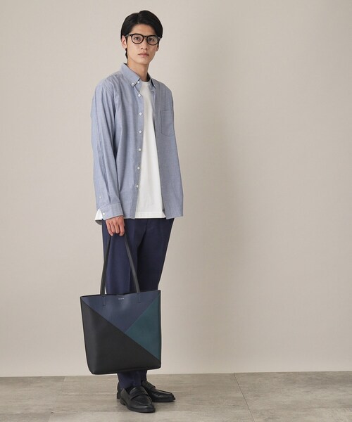 THE SHOP TK （ザ ショップ ティーケー ）の「パネルライントートバッグ（トートバッグ・メンズ・ブラック/ブラック系4/ブルーグリーン・00）」の4枚目の写真