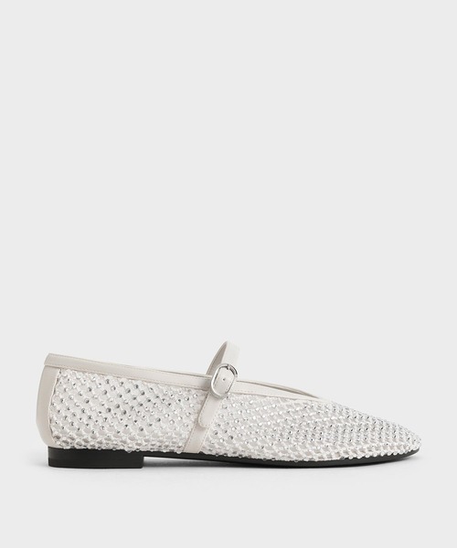 CHARLES & KEITH(チャールズ & キース)の「メッシュクリスタルエンベリッシュド メリージェーン(パンプス・レディース・ブラック/ホワイト・24.5cm/23.5cm/23cm/22.5cm/25cm)」の9枚目の写真