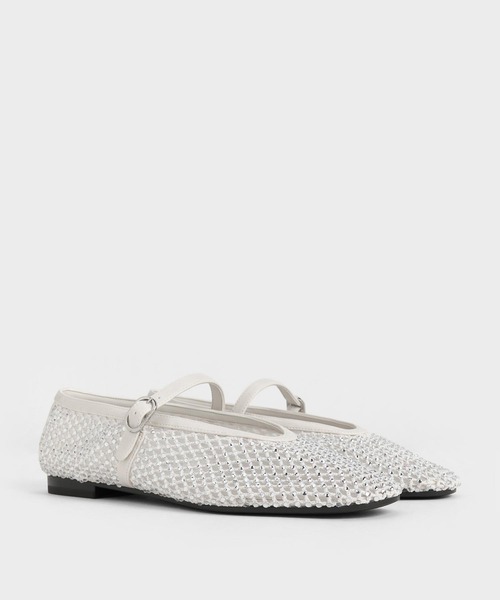 CHARLES & KEITH(チャールズ & キース)の「メッシュクリスタルエンベリッシュド メリージェーン(パンプス・レディース・ブラック/ホワイト・24.5cm/23.5cm/23cm/22.5cm/25cm)」の10枚目の写真