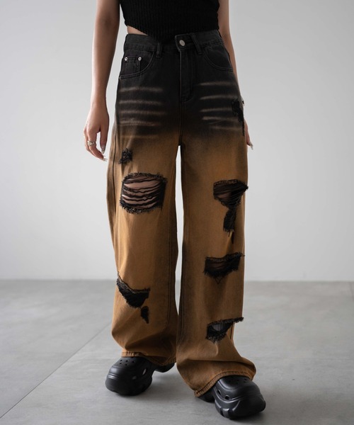 dispark（ディスパーク）の「DISPARK/ブラストダメージデニムパンツ（デニムパンツ・レディース・ブラック・MEDIUM/SMALL）」の5枚目の写真