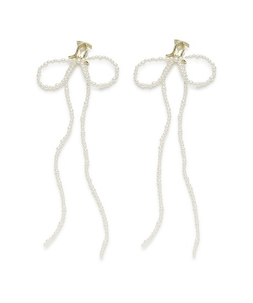 SNIDEL（スナイデル）の「ベロアリボンミニバンス（その他ヘアアクセサリー・レディース・ブラック/ライトベージュ/ホワイト・FREE）」の2枚目の写真