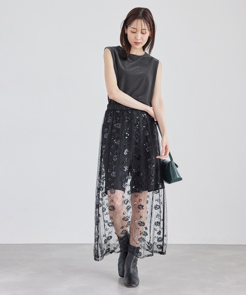 ROPE' PICNIC（ロペピクニック）の「ベロアノースリーブカットトップス（Tシャツ/カットソー・レディース・チャコールグレー/ブルー系その他6/ベージュ系その他2・38）」の13枚目の写真