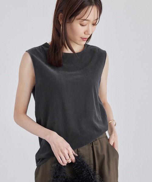 ROPE' PICNIC（ロペピクニック）の「ベロアノースリーブカットトップス（Tシャツ/カットソー・レディース・チャコールグレー/ブルー系その他6/ベージュ系その他2・38）」の10枚目の写真