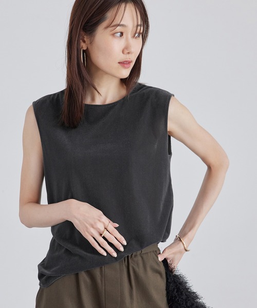 ROPE' PICNIC（ロペピクニック）の「ベロアノースリーブカットトップス（Tシャツ/カットソー・レディース・チャコールグレー/ブルー系その他6/ベージュ系その他2・38）」の9枚目の写真