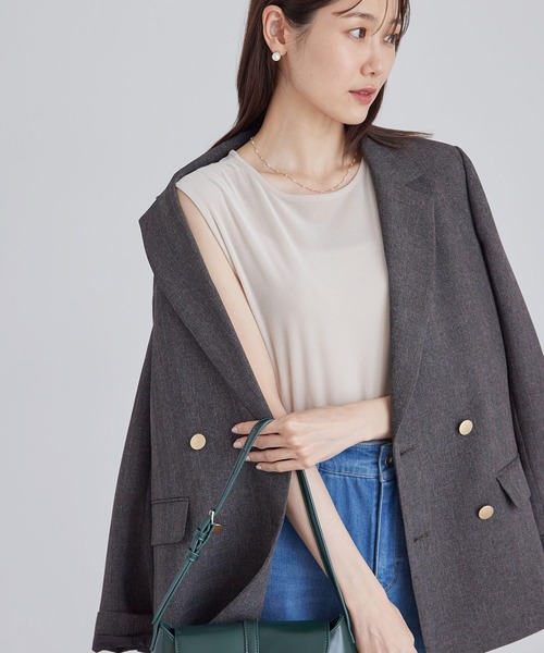 ROPE' PICNIC（ロペピクニック）の「ベロアノースリーブカットトップス（Tシャツ/カットソー・レディース・チャコールグレー/ブルー系その他6/ベージュ系その他2・38）」の6枚目の写真