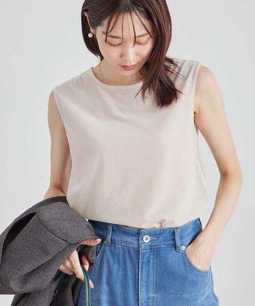 ROPE' PICNIC（ロペピクニック）の「ベロアノースリーブカットトップス（Tシャツ/カットソー・レディース・チャコールグレー/ブルー系その他6/ベージュ系その他2・38）」の5枚目の写真