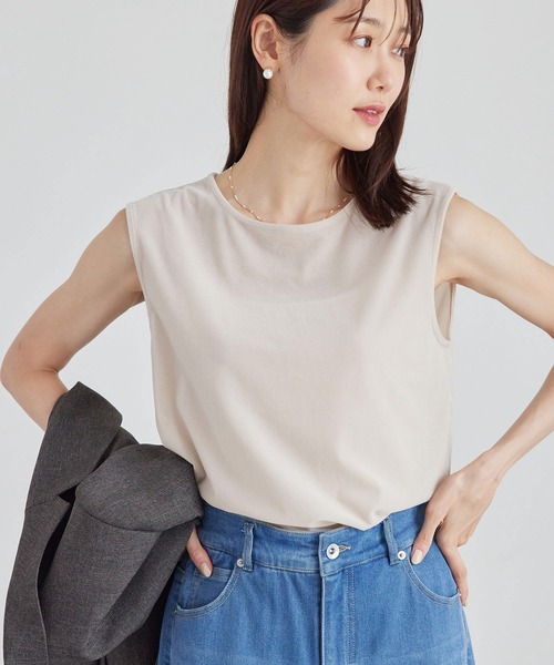 ROPE' PICNIC（ロペピクニック）の「ベロアノースリーブカットトップス（Tシャツ/カットソー・レディース・チャコールグレー/ブルー系その他6/ベージュ系その他2・38）」の4枚目の写真