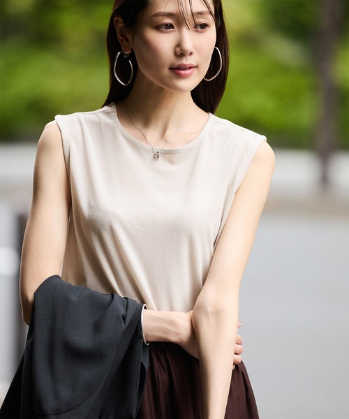 セール】ベロアノースリーブカットトップス（Tシャツ/カットソー