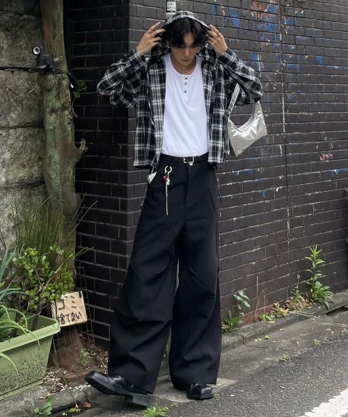 Y's HAND PAINTED PLAID PRINT CROPPED T 黒 Chikashitsu +（チカシツプラス）の「【Chikashitsu＋】blend