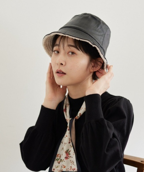 idem（イデム）の「ボアリバーシブルバケットハット（ハット・レディース・ブラック/アイボリー・FREE）」の6枚目の写真
