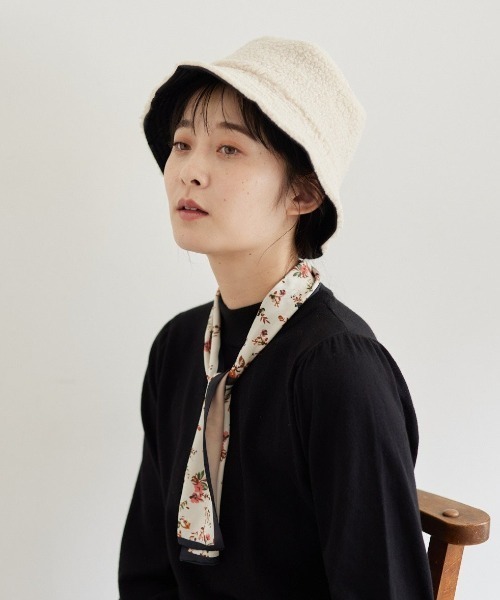 idem（イデム）の「ボアリバーシブルバケットハット（ハット・レディース・ブラック/アイボリー・FREE）」の3枚目の写真