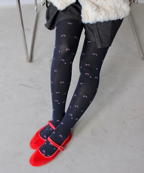 SANSeLF（サンセルフ）の「フラワーエンブロイダリータイツ【SANSeLF】sana24a002（タイツ/ストッキング・レディース・ネイビー/グレー・FREE）」の10枚目の写真