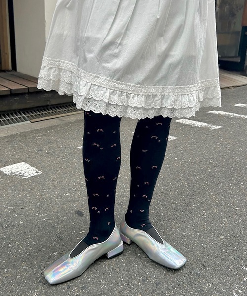 SANSeLF（サンセルフ）の「フラワーエンブロイダリータイツ【SANSeLF】sana24a002（タイツ/ストッキング・レディース・ネイビー/グレー・FREE）」の15枚目の写真