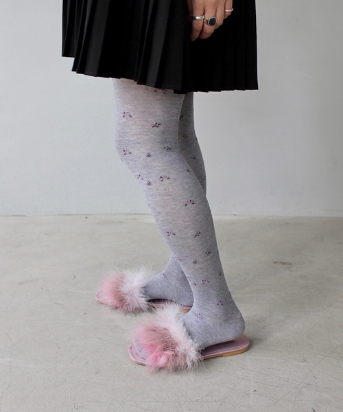 SANSeLF（サンセルフ）の「フラワーエンブロイダリータイツ【SANSeLF】sana24a002（タイツ/ストッキング・レディース・ネイビー/グレー・FREE）」の4枚目の写真