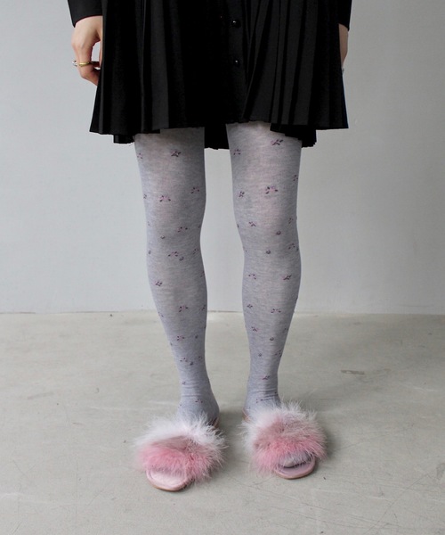 SANSeLF（サンセルフ）の「フラワーエンブロイダリータイツ【SANSeLF】sana24a002（タイツ/ストッキング・レディース・ネイビー/グレー・FREE）」の5枚目の写真