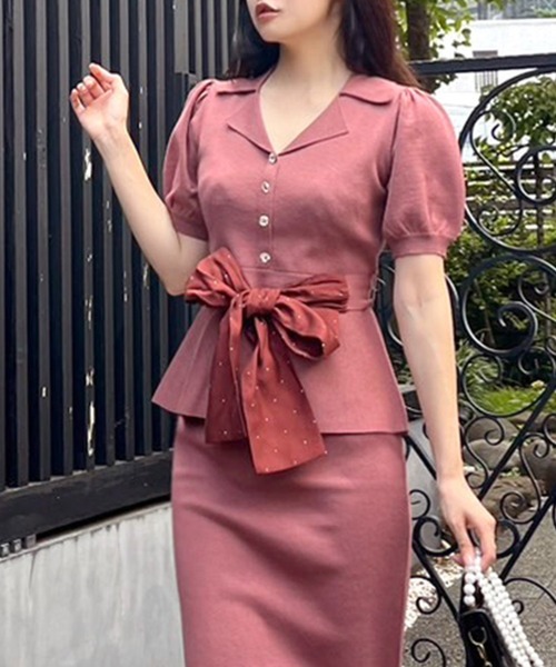 ROYAL PARTY(ロイヤルパーティー)の「キラキラリボンパフスリーブテーラーニットトップス(ニット/セーター・レディース・ブラウン/ブラック/グレー・FREE)」の9枚目の写真