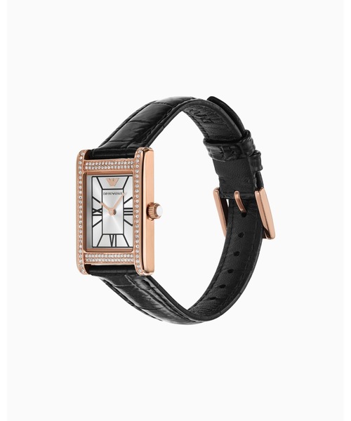 EMPORIO ARMANI(エンポリオアルマーニ)の「【エンポリオ アルマーニ】2針ウォッチ シルバーダイヤル ブラックレザーストラップ(アナログ腕時計・レディース・その他1・FREE)」の2枚目の写真