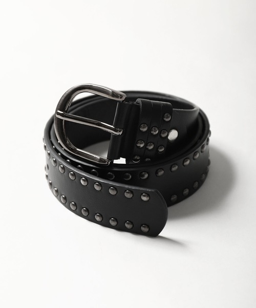 ZIP FIVE（ジップファイブ）の「【ZIP FIVE】2タイプ スタッズ ＆ ダブルホール ベルト（ベルト・メンズ・ブラック/ブラック系・FREE）」の2枚目の写真