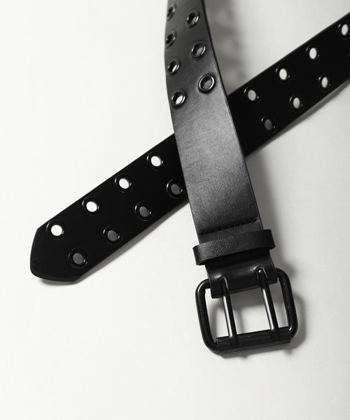 ZIP FIVE（ジップファイブ）の「【ZIP FIVE】2タイプ スタッズ ＆ ダブルホール ベルト（ベルト・メンズ・ブラック/ブラック系・FREE）」の4枚目の写真