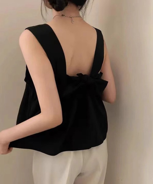 Dita Muaj.(ディータムアージュ)の「バックリボンシンプルチュニック(チュニック・レディース・ホワイト/ブラック/イエロー・FREE)」の5枚目の写真