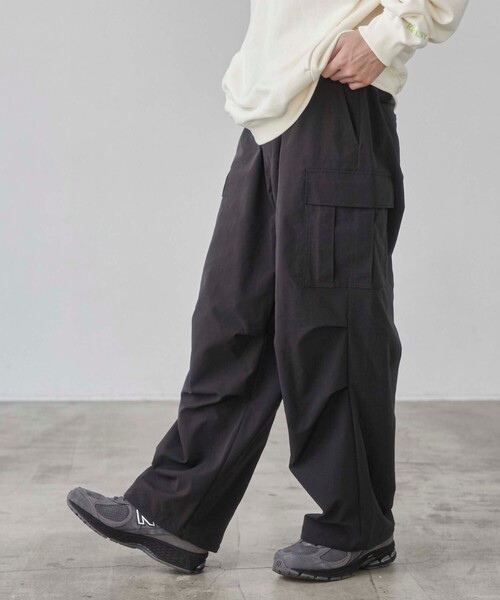 coen(コーエン)の「リップストップ6ポケットワイドカーゴパンツ(カーゴパンツ・メンズ・ブラック/オリーブ・S/M/L/XL)」の5枚目の写真