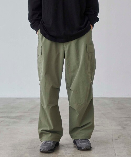 coen(コーエン)の「リップストップ6ポケットワイドカーゴパンツ(カーゴパンツ・メンズ・ブラック/オリーブ・S/M/L/XL)」の9枚目の写真