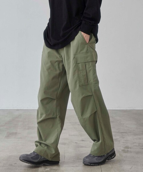 coen(コーエン)の「リップストップ6ポケットワイドカーゴパンツ(カーゴパンツ・メンズ・ブラック/オリーブ・S/M/L/XL)」の11枚目の写真