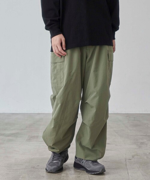 coen(コーエン)の「リップストップ6ポケットワイドカーゴパンツ(カーゴパンツ・メンズ・ブラック/オリーブ・S/M/L/XL)」の13枚目の写真