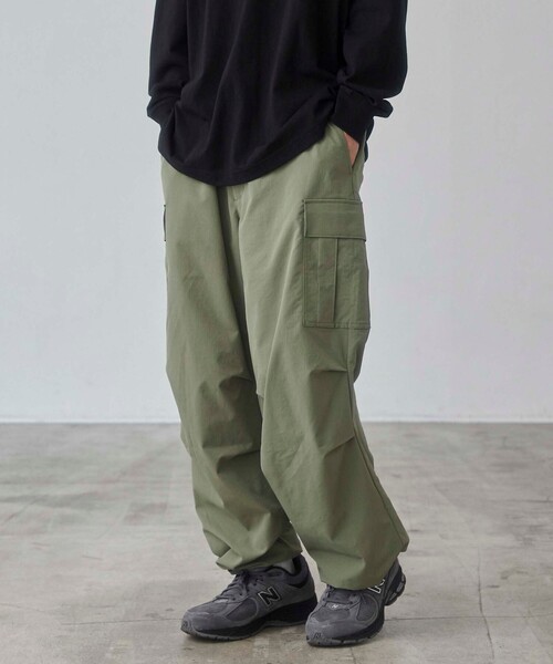 coen(コーエン)の「リップストップ6ポケットワイドカーゴパンツ(カーゴパンツ・メンズ・ブラック/オリーブ・S/M/L/XL)」の15枚目の写真