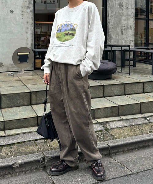 GEVACO（ゲバコ）の「【GEVACO/ゲバコ】裏毛フォトプリントスウェットクループルオーバー（スウェット・メンズ・ベージュ/グリーン/ライトグレー・SMALL/MEDIUM/LARGE）」の9枚目の写真