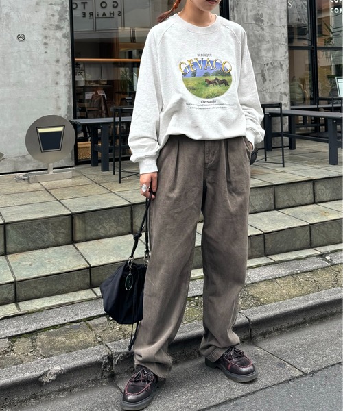 GEVACO（ゲバコ）の「【GEVACO/ゲバコ】裏毛フォトプリントスウェットクループルオーバー（スウェット・メンズ・ベージュ/グリーン/ライトグレー・SMALL/MEDIUM/LARGE）」の10枚目の写真