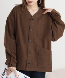 FUNALIVE | ウール混ヘリンボーン シャツカーデ(カーディガン/ボレロ)