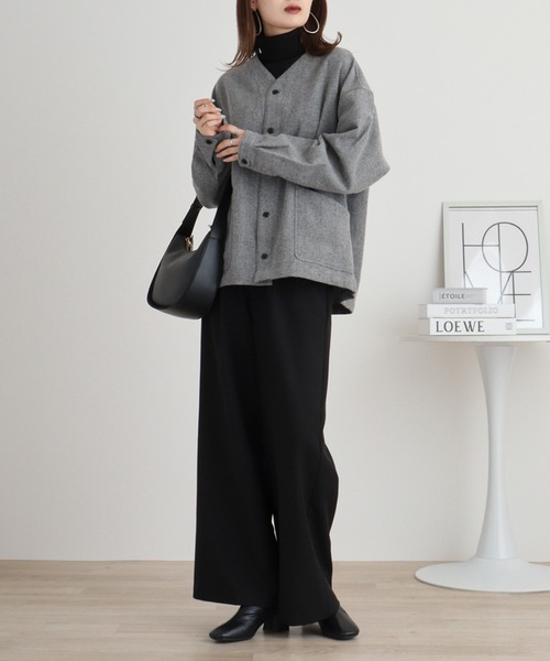 FUNALIVE(ファンアライブ)の「ウール混ヘリンボーン シャツカーデ(カーディガン/ボレロ・メンズ・グレー/ブラウン・L/M)」の6枚目の写真