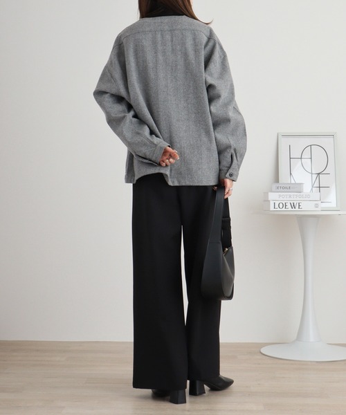 FUNALIVE(ファンアライブ)の「ウール混ヘリンボーン シャツカーデ(カーディガン/ボレロ・メンズ・グレー/ブラウン・L/M)」の7枚目の写真