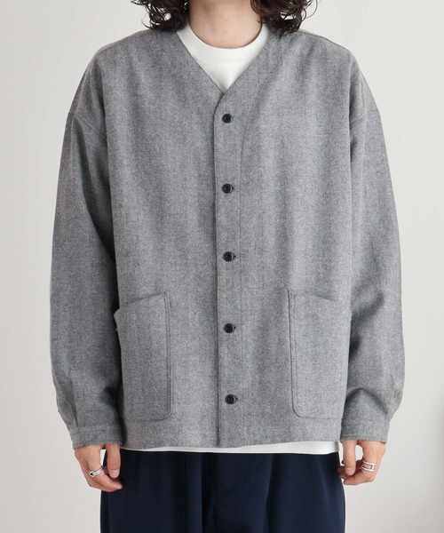 FUNALIVE(ファンアライブ)の「ウール混ヘリンボーン シャツカーデ(カーディガン/ボレロ・メンズ・グレー/ブラウン・L/M)」の21枚目の写真
