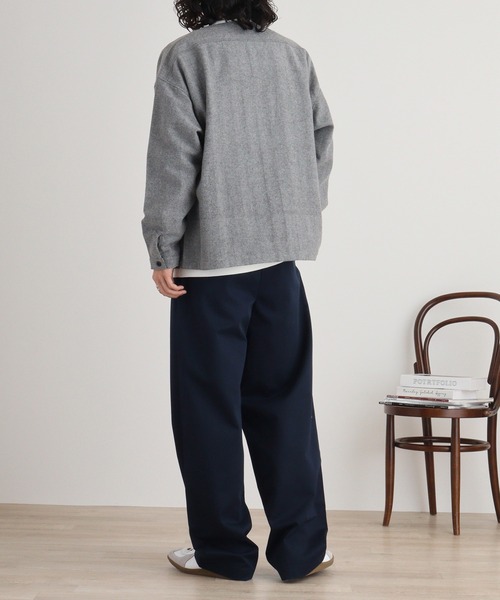 FUNALIVE(ファンアライブ)の「ウール混ヘリンボーン シャツカーデ(カーディガン/ボレロ・メンズ・グレー/ブラウン・L/M)」の15枚目の写真