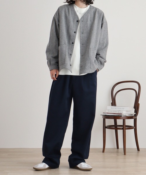 FUNALIVE(ファンアライブ)の「ウール混ヘリンボーン シャツカーデ(カーディガン/ボレロ・メンズ・グレー/ブラウン・L/M)」の14枚目の写真