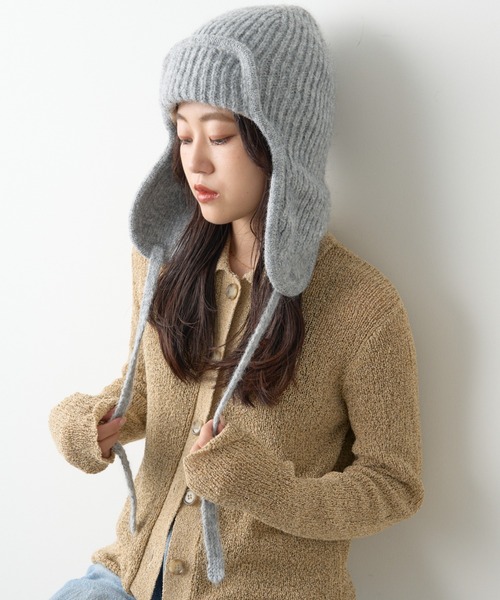 CIAOPANIC TYPY（チャオパニックティピー）の「耳付き2WAYニットフライトキャップ（ニットキャップ/ビーニー・レディース・グレー/オフホワイト/ブラック/ベージュ・ONE SIZE）」の17枚目の写真