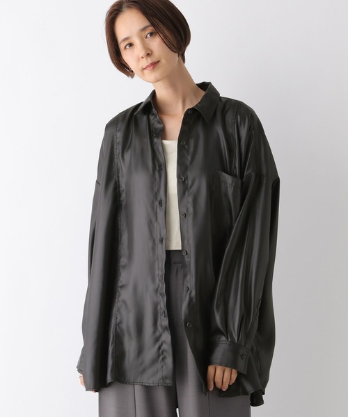 レザー風BIGシャツ 139147（シャツ/ブラウス）｜LEPSIM