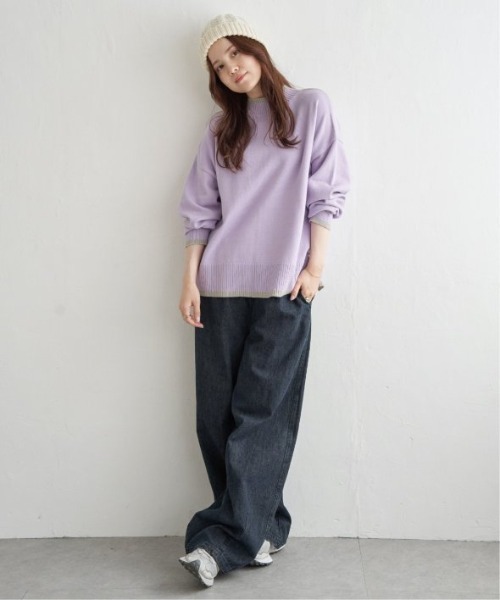 LBC（エルビーシー）の「配色リブプルオーバー（ニット/セーター・レディース・ミント/ダークラベンダー/グレー・M/L）」の4枚目の写真