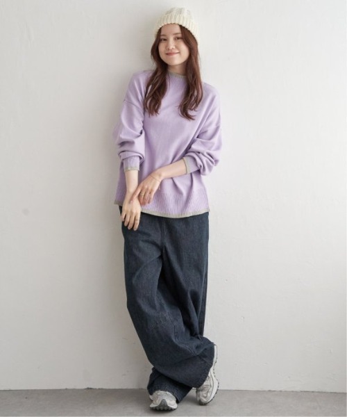 LBC（エルビーシー）の「配色リブプルオーバー（ニット/セーター・レディース・ミント/ダークラベンダー/グレー・M/L）」の5枚目の写真