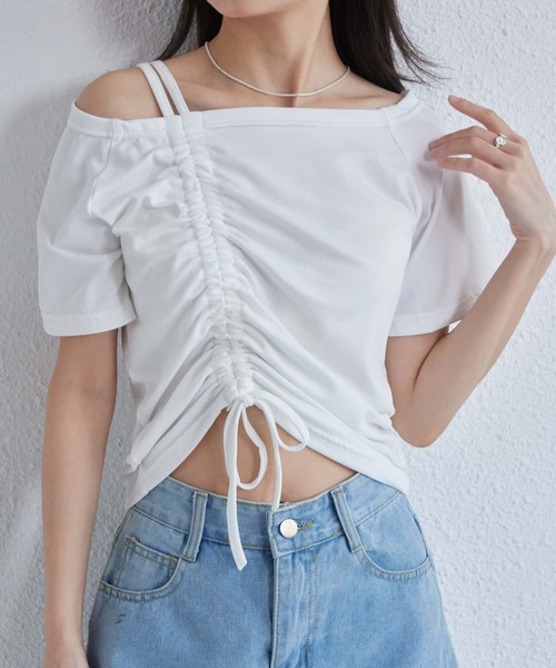 MAISON DE THERESE(メゾン ド テレーズ)の「オフショルダー ギャザーTシャツ(Tシャツ/カットソー・レディース・ブラック/グリーン/ホワイト・M)」の8枚目の写真