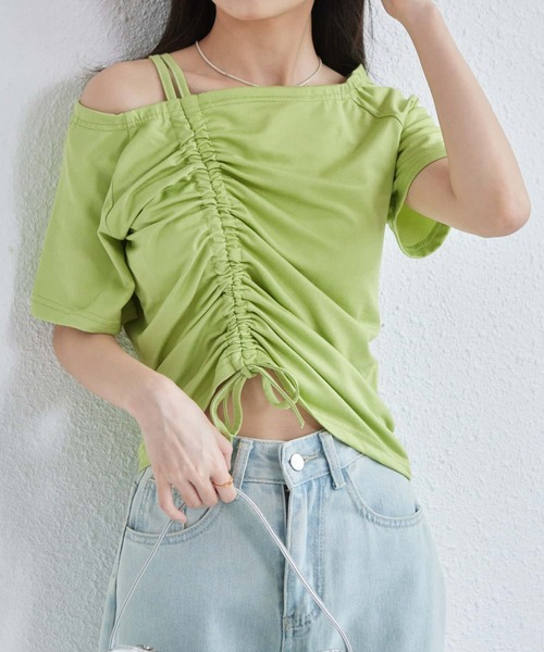MAISON DE THERESE(メゾン ド テレーズ)の「オフショルダー ギャザーTシャツ(Tシャツ/カットソー・レディース・ブラック/グリーン/ホワイト・M)」の12枚目の写真