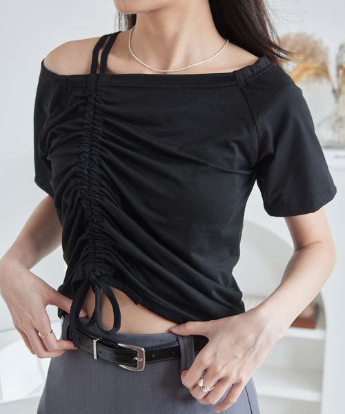 MAISON DE THERESE(メゾン ド テレーズ)の「オフショルダー ギャザーTシャツ(Tシャツ/カットソー・レディース・ブラック/グリーン/ホワイト・M)」の16枚目の写真