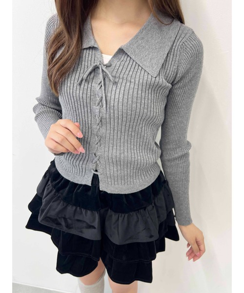 PHILLY（フィリー）の「【PHILLY】レースアップエリツキニット（ニット/セーター・レディース・ホワイト/グレー/ブラック・FREE）」の16枚目の写真