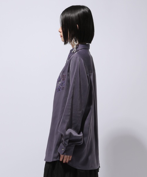 HARE（ハレ）の「トロミシシュウシャツ(HARE)（シャツ/ブラウス・レディース・ブラック/パープル・FREE）」の12枚目の写真